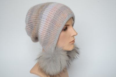 Разноцветная шапка ушанка с помпонами Вицио 1009 Италия