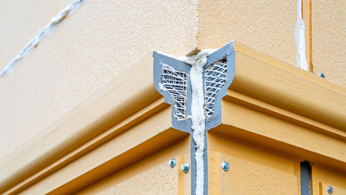 Полиуретановая лепнина на фасаде: крупный план деталей и креплений