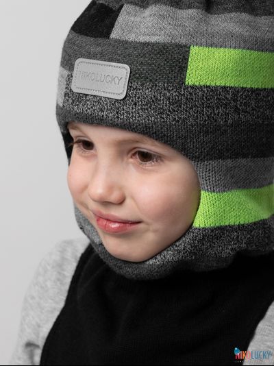Шапка-шлем 20101-02 с утеплителем, х/б  подклад , черный,серый,салатовый 56-58