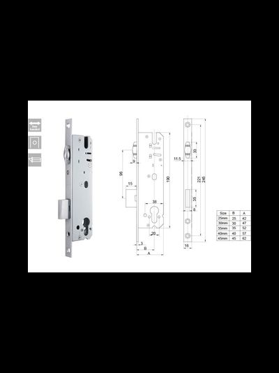 012-Замок врезной  92 -16 25  Ролик  для оконного профиля ( межкомнатные двери) (Планета 70 п310 )