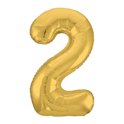 Воздушный шар фольгированный "ЦИФРА 2. Золото. Slim" 102 см.