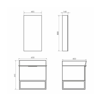 Тумба-умывальник "Порто 60" дуб темно-коричневый с черной столешницей с раковиной COMFORTY 9055RA-50
