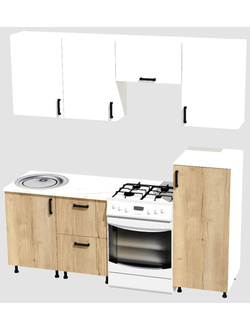 Кухня Эконом 1,5 метра с полуколонкой (1000х500) Цвет: Белый/Дуб Вотан