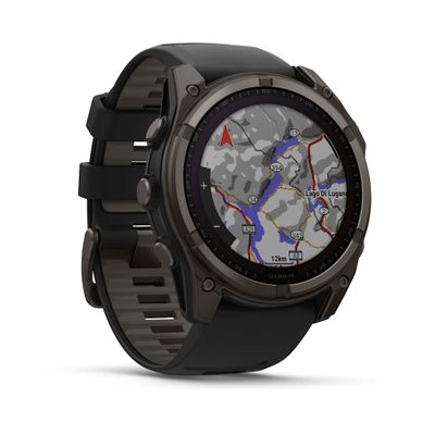 Умные часы Garmin Fenix 8 - 51 мм Solar, Sapphire титановый угольно-серый с DLC-покрытием и черным ремешком (010-02907-11)