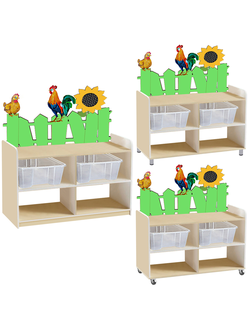 ТУМБА ДЛЯ ИГРУШЕК И ПОСОБИЙ 18 ОДНОСТОРОННЯЯ С 2-МЯ КОНТЕЙНЕРАМИ