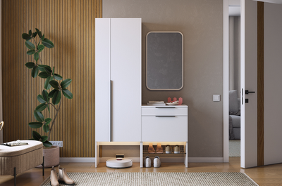 Композиция прихожей БАСКО Белое дерево