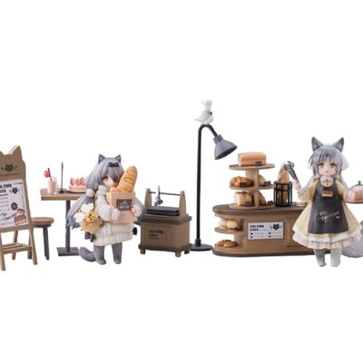 Набор из двух фигурок с декорациями Customer Cat DLC Series, Tea Time Cats Meow Town &quot;Bread House&quot;