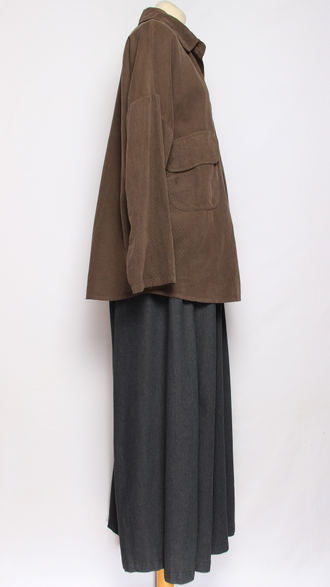 Рубашка Бохо вельветовая  "КАРМАНЫ КЛАПАНЫ"  шоколад до р.54