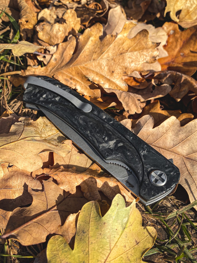 Складной нож Чиж-плюс  сталь Elmax, рукоять хаотичный карбон