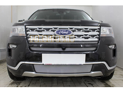 Защита радиатора Ford Explorer 2018- (2 части) с камерой chrome верх PREMIUM