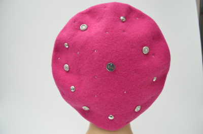 Итальянский берет стразы фуксия