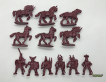 Рыцари всадники 45 мм - 6 фигур. Бордовый полиэтилен.