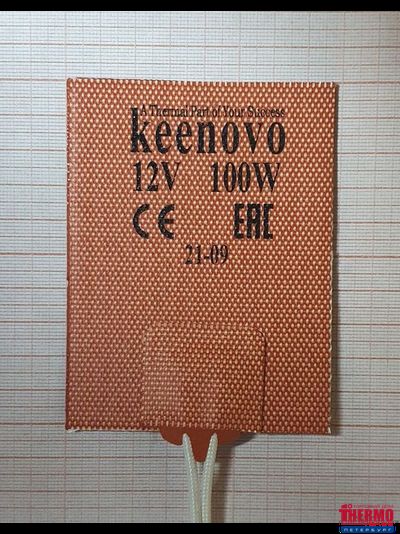 Гибкая нагревающая пластина 100 Вт 12 В (76х101) Keenovo (3М скотч) (Подогрев масла двигателя, АКПП)