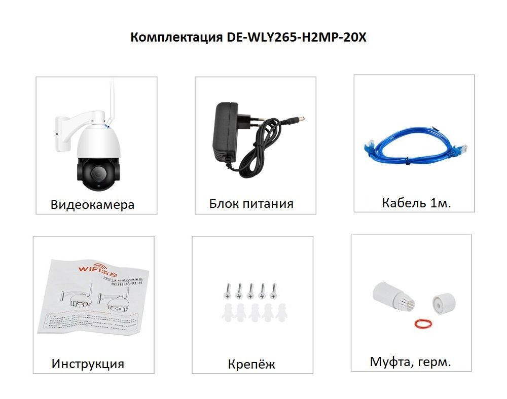 DE-WLY265-H2MP-20 Уличная моторизированная WiFi/LAN телекамера с 20ти кратным оптическим увеличением