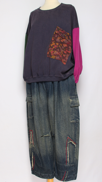 Джинсы "Карманы клапаны" синие р.48-50