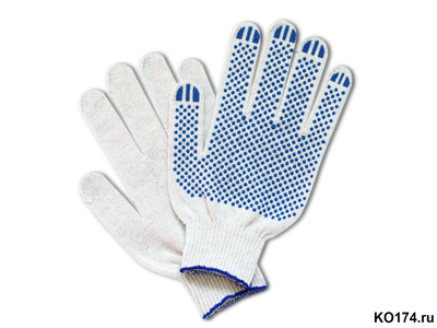 Перчатки ХБ с ПВХ 10й класс 4 нити