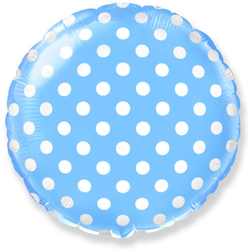 Воздушный шар фольгированный "Круг. Горох. Голубой" 45 см.