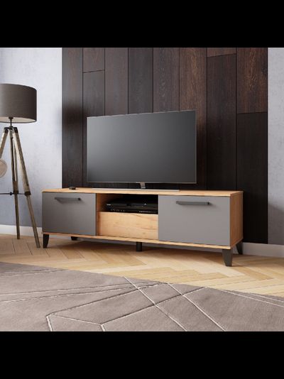 ТВМ-2 Тумба под ТВ Дуб крафт золотой/Графит Серый