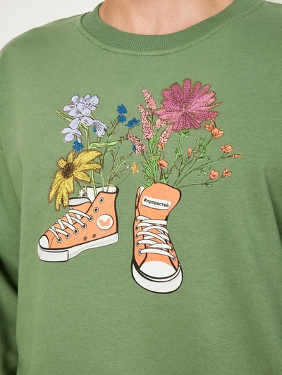 МУЖСКОЙ СВИТШОТ ОЛИВА "ЦВЕТОЧНЫЕ КЕДЫ"