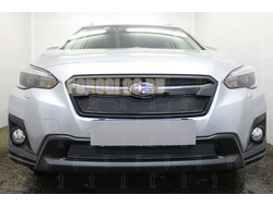 Защита радиатора Subaru XV 2017- (2 части) black верх PREMIUM