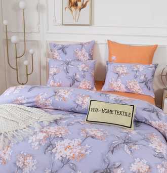 Комплект постельного белья Делюкс Сатин рисунок Соцветия L450 (1.5 спальный, 2 спальный, Евро, Семейный)