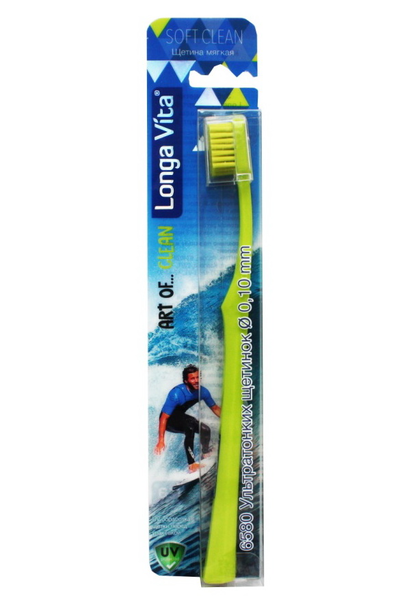 Зубная щетка с мягкой щетиной Ultra Soft (серфер/балерина), Longa Vita.