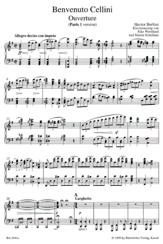 Berlioz. Benvenuto Cellini Klavierauszug (fr)