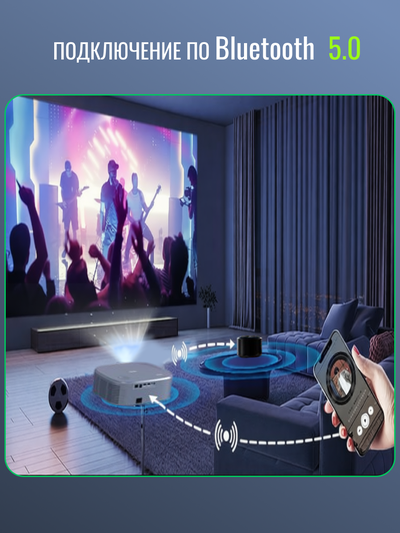 Проектор Everycom HQ9W Ultra (HQ10W), версия 2025 года, Full HD со встроенным Android 12.0, 800 Ansi люменов