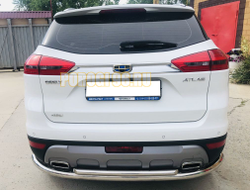 Защита заднего бампера  двойная d60/42 для Geely Atlas 2018-