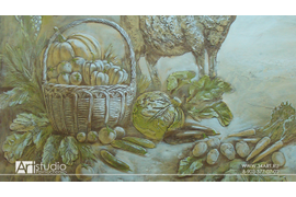 Фактурная роспись в гастрономической лавке "Две коровы" фрагмент.