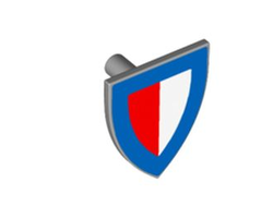 Minifigure, Shield Triangular Short with Blue Border and Red and White Halves Pattern, Light Bluish Gray (3846pb065 6428496)