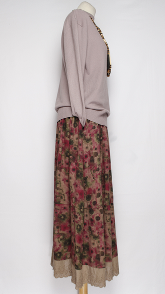 ЮБКА Бохо "Вареный хлопок кружево" красная до р.52