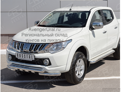 Защита переднего бампера с клыками "Акула" d76+60мм