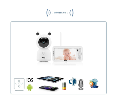 Видеоняня Ramili Baby RV100, монитор и 1 поворотная видеокамера, двухрежимная видеоняня, с DVR. HD
