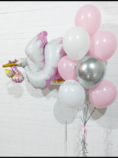 Шарики в роддом на выписку и встречу для малыша с коляской и грузиком