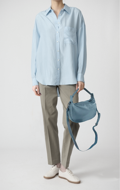 (АРТИКУЛ: 9933/1/22) СУМКА ЖЕНСКАЯ НЕБОЛЬШАЯ, НАТУРАЛЬНАЯ КОЖА, ГОЛУБАЯ, РЕМЕНЬ ЧЕРЕЗ ПЛЕЧО