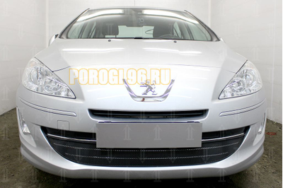 Защита радиатора Peugeot 408 2012- (3 части) black