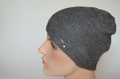 Серая вязаная шапка из альпака и шелка Vizio Италия 7000 CY