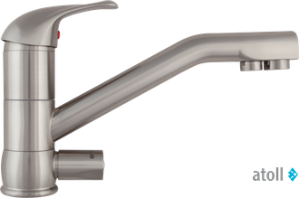 Кран комбинированный (хол/гор + питьевая) atoll NKD0112NP-L (полумат.никель)