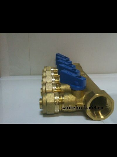 Коллектор с шаровыми кранами TIM 3/4 х 16 м/п на 2 3 4 5 выходов