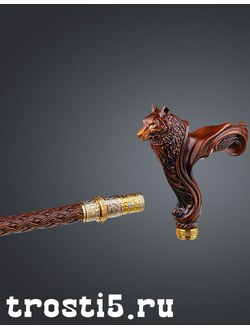 Трость резная подарочная с клинком "Волк"