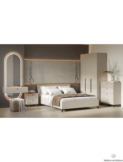 Ника спальный гарнитур модульный мдф бежевый мат-05 / лдсп кашемир + дуб делано