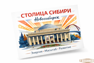 Открытка  10-15 см Новосибирск с достопримечательностями оперный театр день