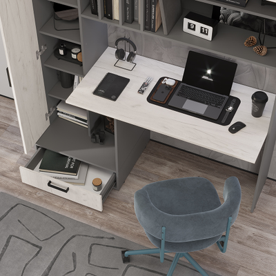 Стол письменный Техно графит/дуб крафт белый (Мебелони)