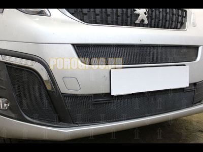 Защита радиатора Peugeot Traveller 2017- (2 части) середина+низ black