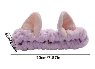 Повязка женская для волос флисовая с кошачьими ушками, Цвет: Розовый, Голубой, Сиреневый, Черный, Малиновый, Бежевый, Коричневый