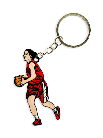 Брелок Баскетболистка (металлический плоский двусторонний)