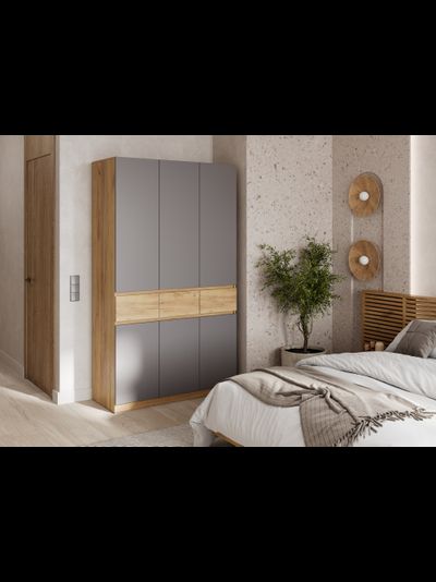 Бостон Лайт Шкаф ШК-003 (3-ств.) Дуб Крафт золотой / Серый шифер