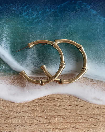 Серьги "Бамбук" цвет золото A&C (Норвегия)