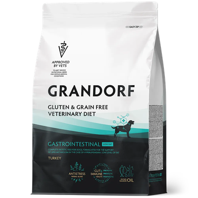 Grandorf VET Gastrointestinal Low Fat (Грандорф Вет Гастроинтестинал Лоу Фат) способствует регуляции метаболизма липидов при гиперлипидемии, 1кг